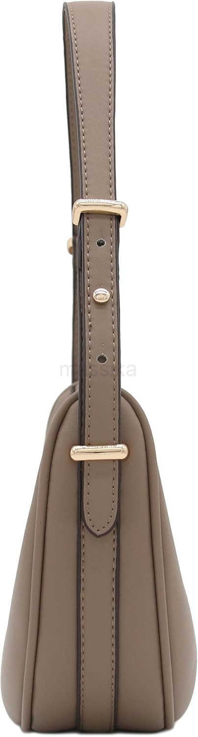 Small Crescent Smooth Faux Leather Underarm Shoulder Bag M250912