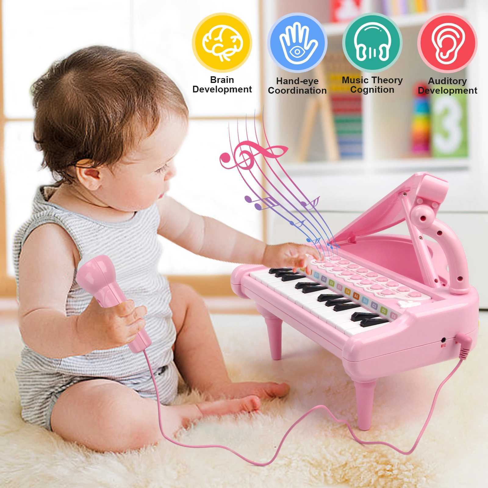 Childrens Electronic Keyboard Piano Toys With Microphone Mini Piano Toys Kid Musical Instrument Educational Toys for Kid Gifts C250912