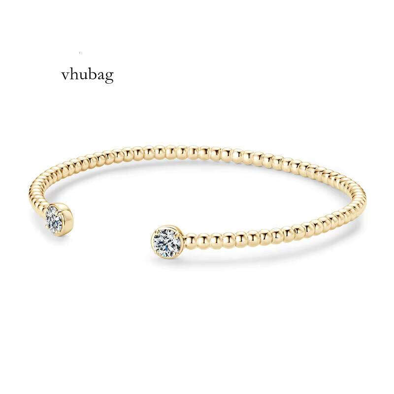 Sterling Sier Hand Chain Jewelry Gift Exquisite Adjustable Cuff Bangle Bead Moissanite Bracelet for Women Girls