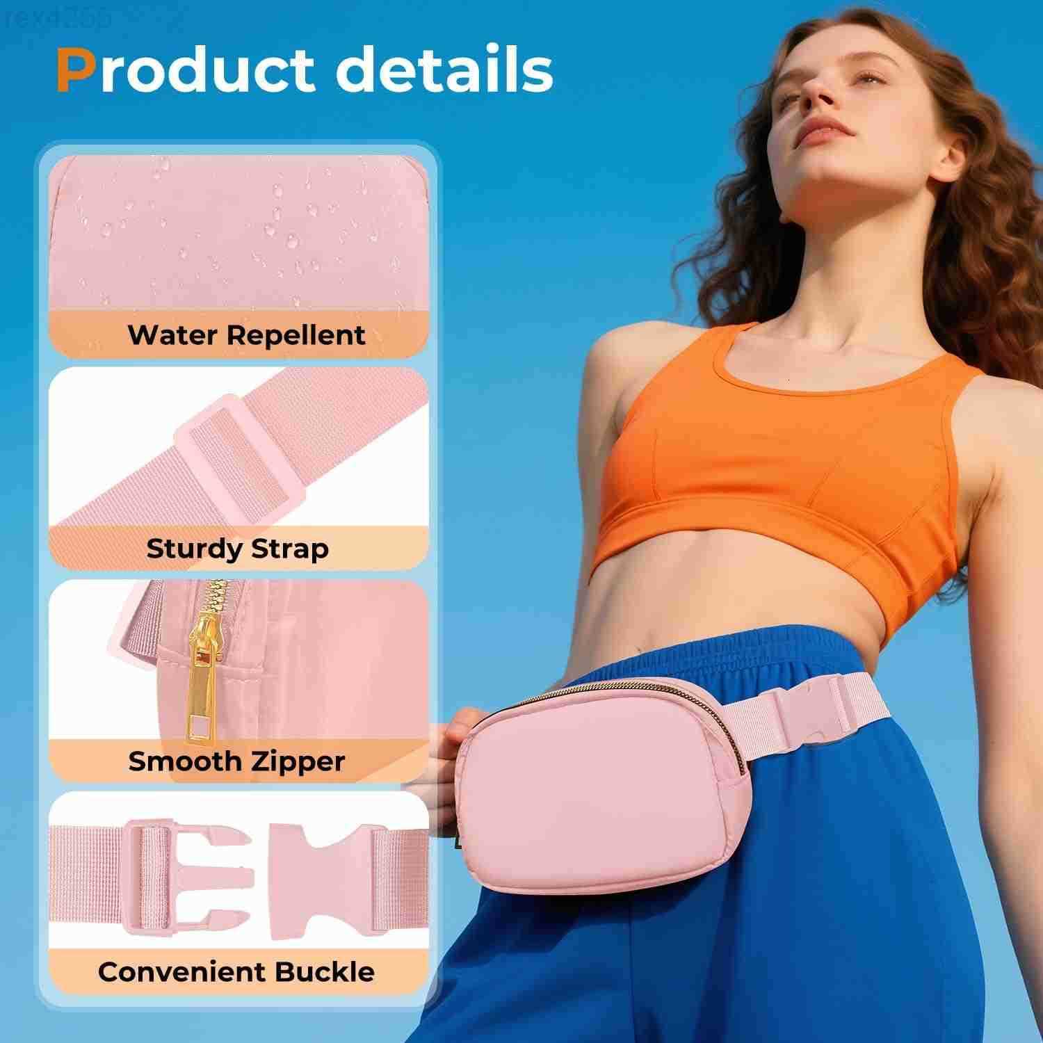 Bag Zipper Fanny Pack Crossbody Bags for WomenFashion Nylon Waist Packs Water Repellent Two Way wear with Adjustable Strap Gifts for Teenage Girls Wom