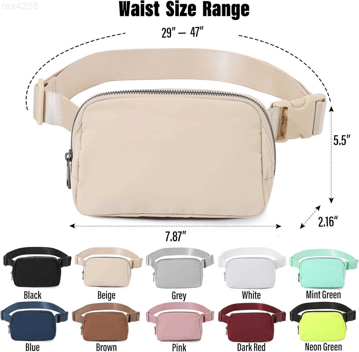 Belt Bag Fanny Pack Crossbody Bags for Women Men Everywhere Water Resistant Waist Packs BeigeW250912