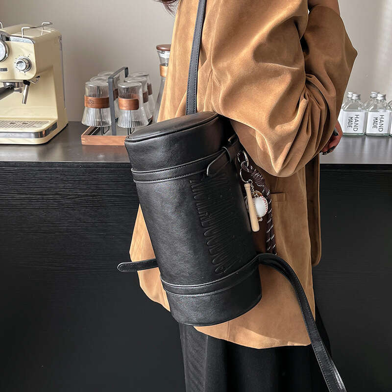 Trendy Melard Texture Handheld Soft Leather Cylinder Designer Bags for Women Versatile Simple Multi-Way Pillow Bag