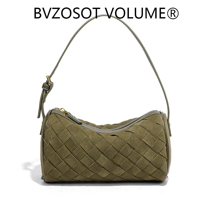 2025 new insstyle hand knitted bag niche design suede single shoulder underarm bag hand held cross body pillow shaped womens bag