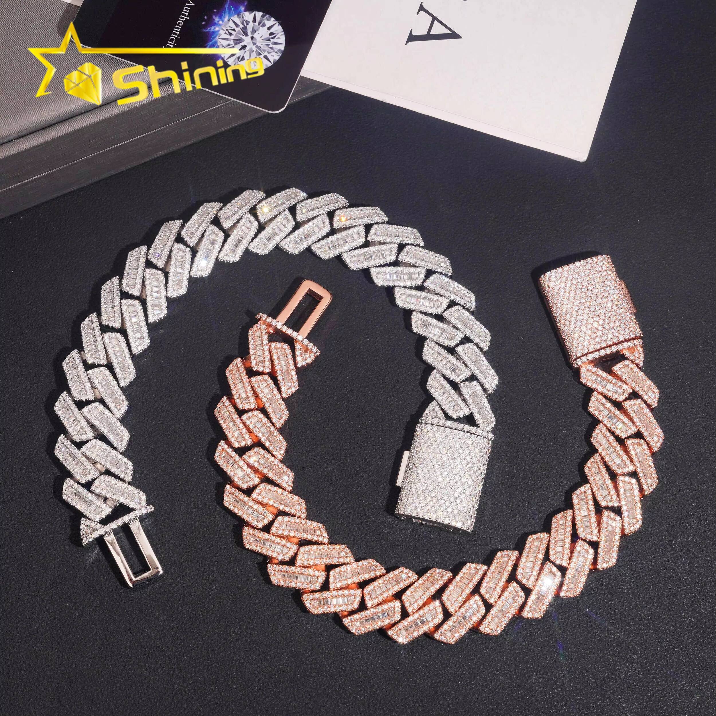Local Stock Fast Shipping 925 Silver Hip Hop Rapper 18mm Iced Out VVS Moissanite Cuban Link Chain