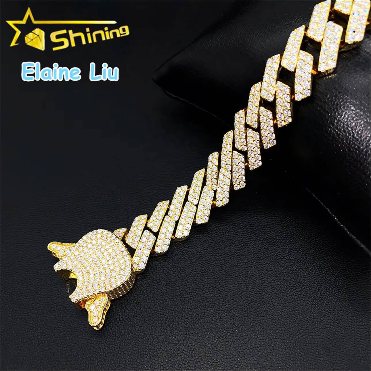 143mm Iced Out Sterling Silver 925 D Color VVS Moissanite Diamond Custom Hip Hop Fine Jewelry Cuban Link Chain Bracelet