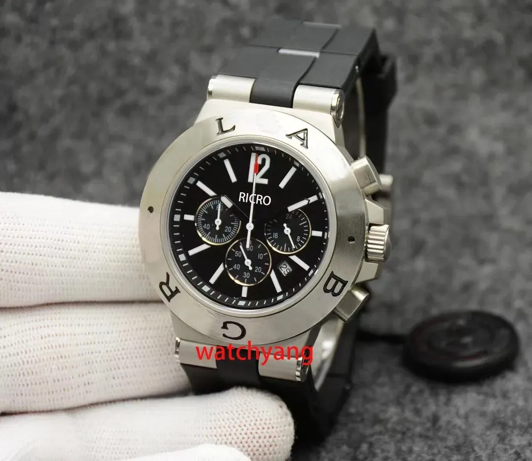 U1 Top Factory AAA Men's Watch Sapphire Mirror Quality quartz ALUMINIUM chronograph movement Rubber strap 44mm thickness Designer Watch Chronogra