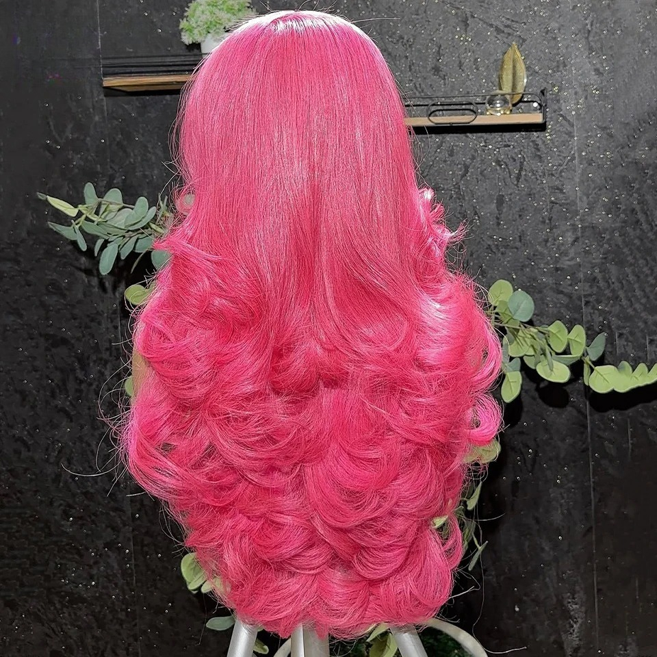 Summer Hot Pink 13x6 HD Lace Frontal Wig Transparent Water Wave Rose Pink 613 Colored 13x4 Body Wave Wig Pre Wear and Go Glueless Human Hair Wig