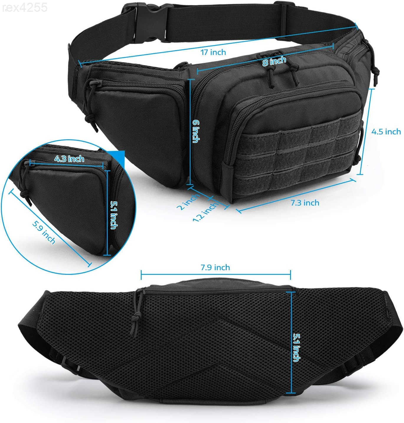 Fanny Pack Gun Holster for Men Adjustable Waist Bag Zippered Pockets Everyday Hip Pouch for Workout Travel Outdoor Running Hunting BlackW250912