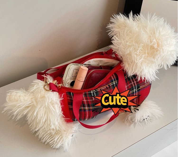 Dog Plush Crossbody Bag for Women Cute Furry Fuzzy Dog Purse Small Backpack Western Highlands Kawaii Stuffed Animal Bag M250912
