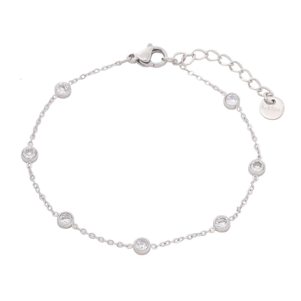 INS Internet Celebrity Trend New Exquisite Round Colored Dia Titanium Steel Bracelet for Women Niche Design Light Vacuum Gold Plating