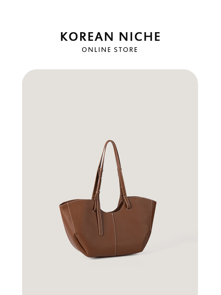 new Autumn/Winter New Retro Large-Capacity Single-Shoulder Bag Korean Niche Design High-End Commuting Handheld Tote Bag