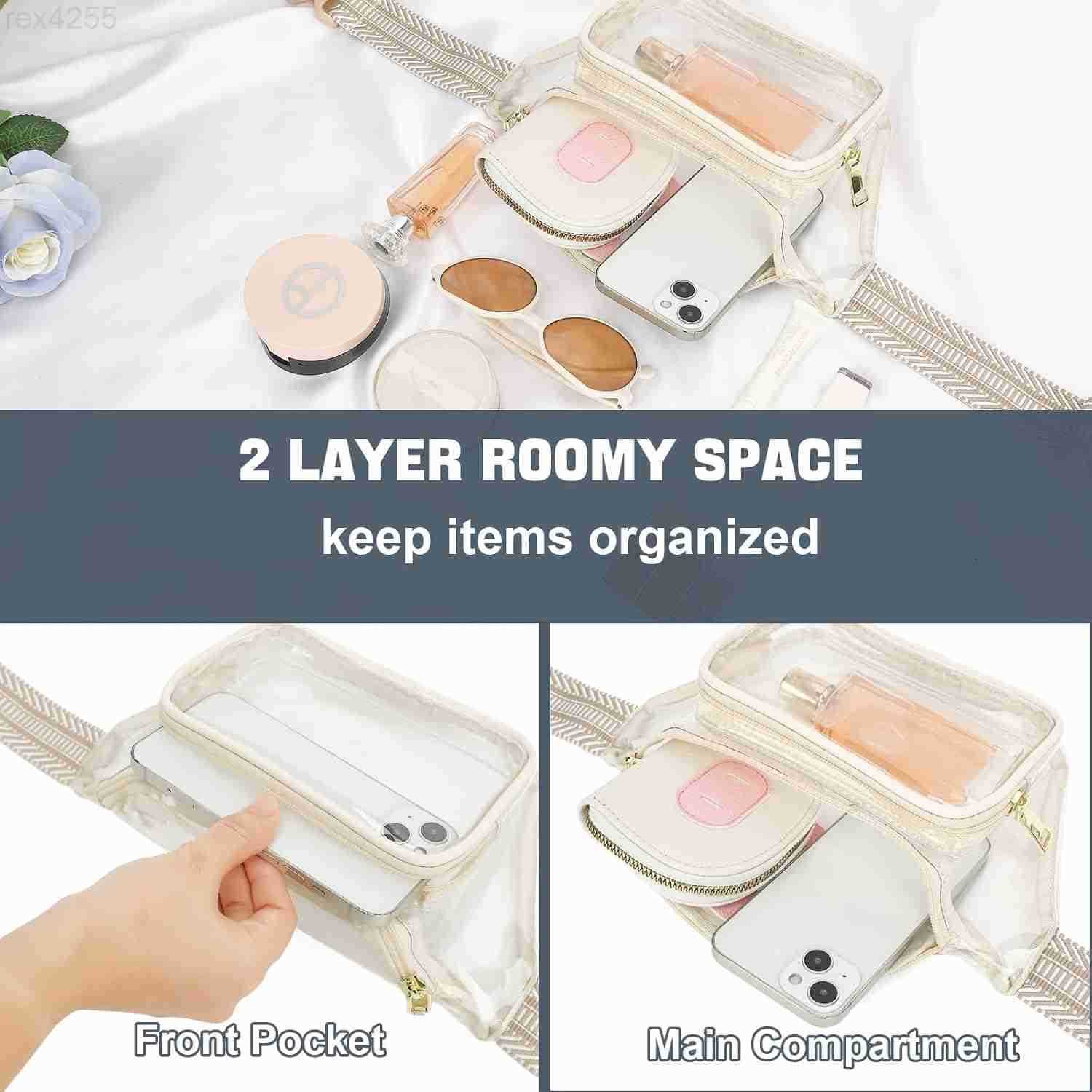 Clear Fanny Pack Stadium Approved Clear Bag for Stadium Events Large Belt Bag for Women Transparent Waist Bag Crossbody for Sports Concert with Adjust