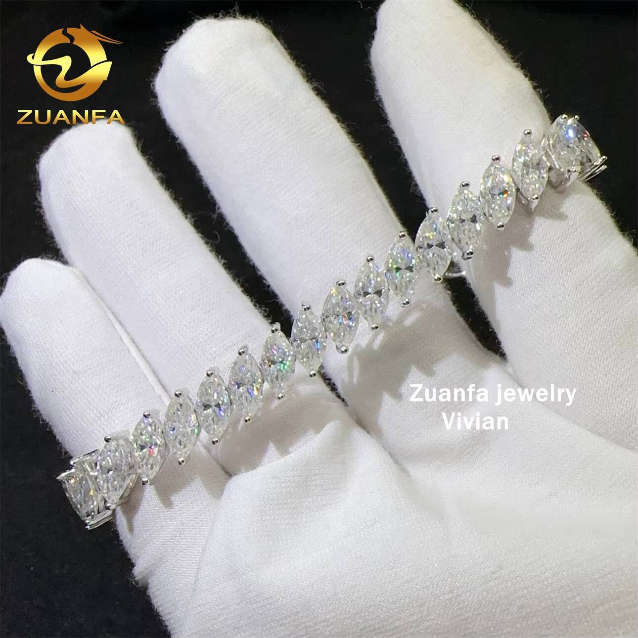 Hip Hop Jewelry Iced Out 8mm VVS Moissanite Diamond 925 Sterling Silver GRA Certified Tennis Chain Bracelet