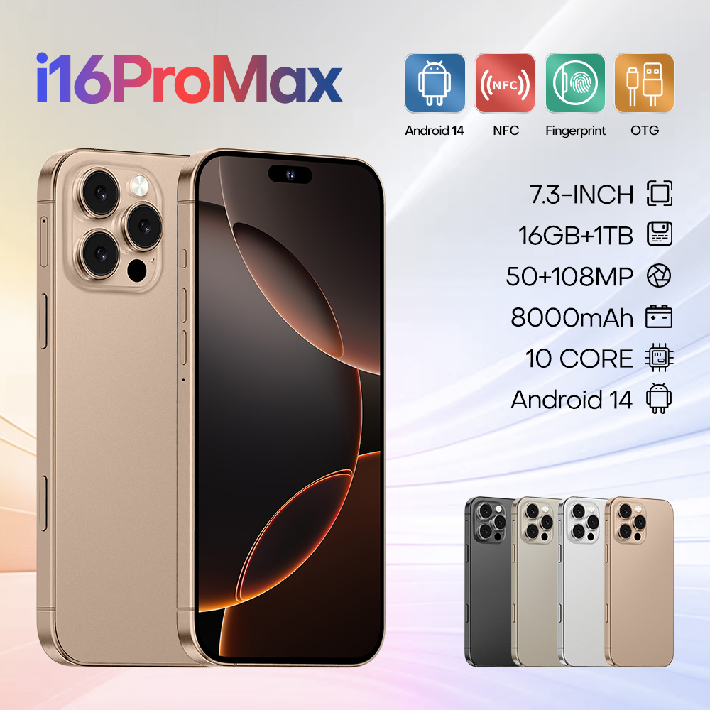 2025 Hot Cellphone Global Version Pnone i17 i16 Pro Max Mobile Phone Original 5G Dual SIM Smartphone 8000mAh HD Screen Cell Phone 16GB+1TB