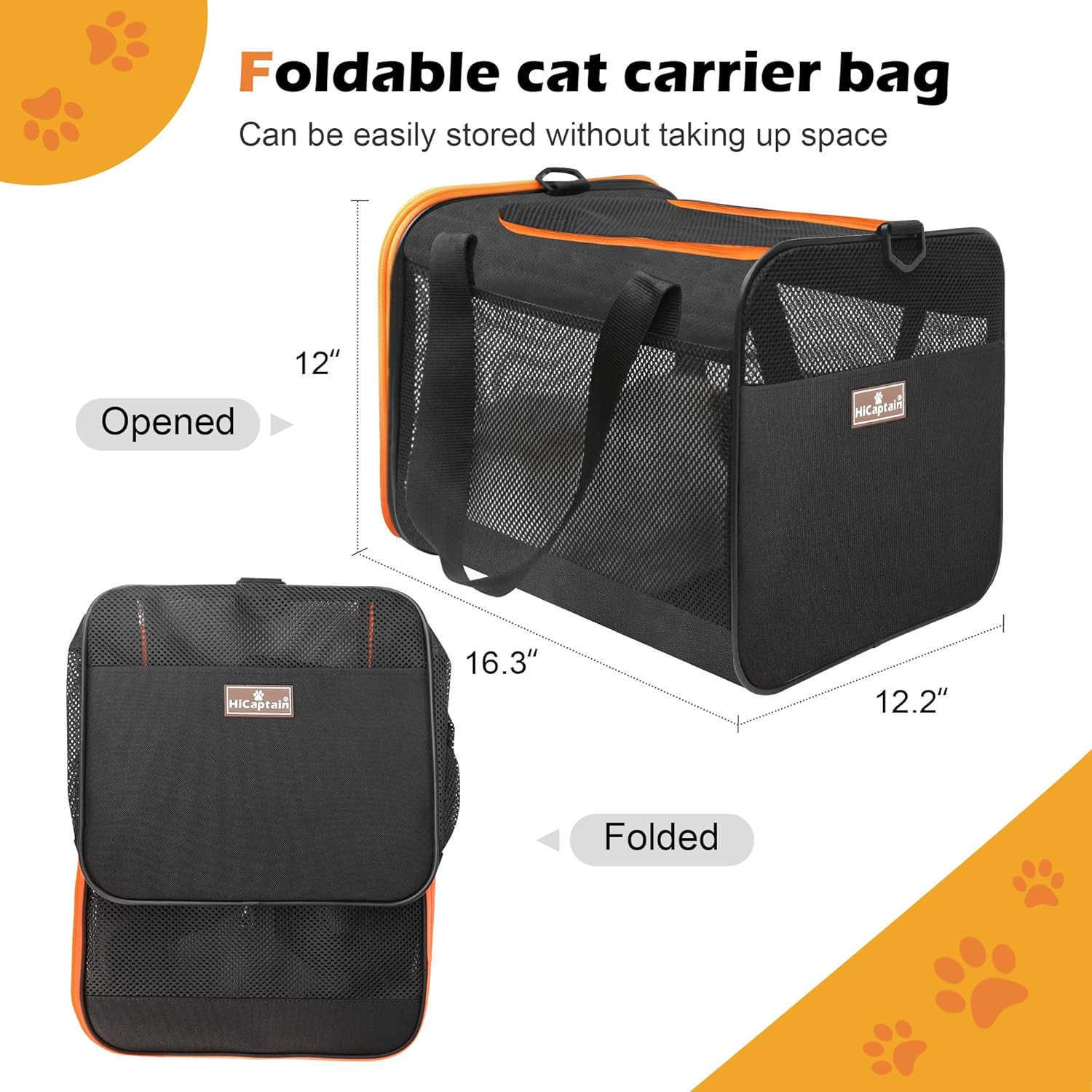 Black Cat Carrier Bag Lightweight Soft Cat Carrier with Top Mesh Window Breathable Pet Carrier for Medium Cats and Small Dogs Puppies up to 15 lb Blac