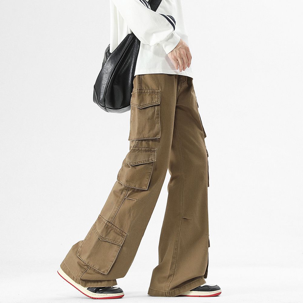 Men's Jeans New American Style Unisex Boot - Cut Denim Cargo Jeans: Stylish Design, Multiple Pockets & Height - Enhancing Effect