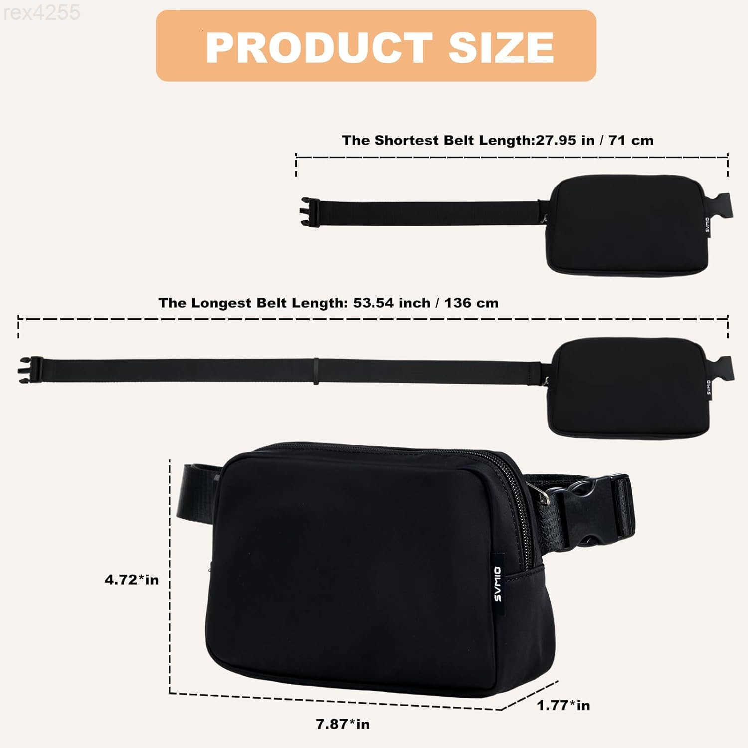 Belt Bag Fanny Packs for Women Crossbody Bag Bum Bags with Adjustable Strap Travel Everywhere CarryOn Sling Bag for Running Hiking Cycling Concert Bla