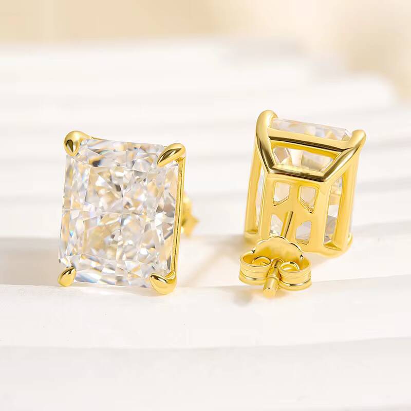 Elisa Ear Stud GIA IGI Certified Radiant Cut CVD Lab Grown Diamond Fine Jewelry Earring Hoop 10K 14K 18K Gold for Men Women