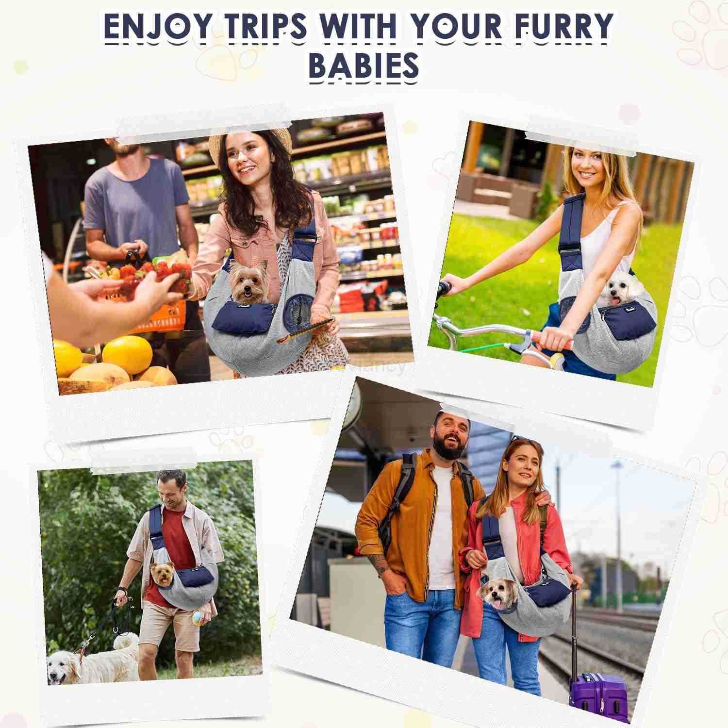 Dog Carrier Sling Puppy Carrier with Window and Storage Pocket Fits up to 12lbs Dog Sling with Thick Adjustable Shoulder Strap and Safety Leash Pet Ca