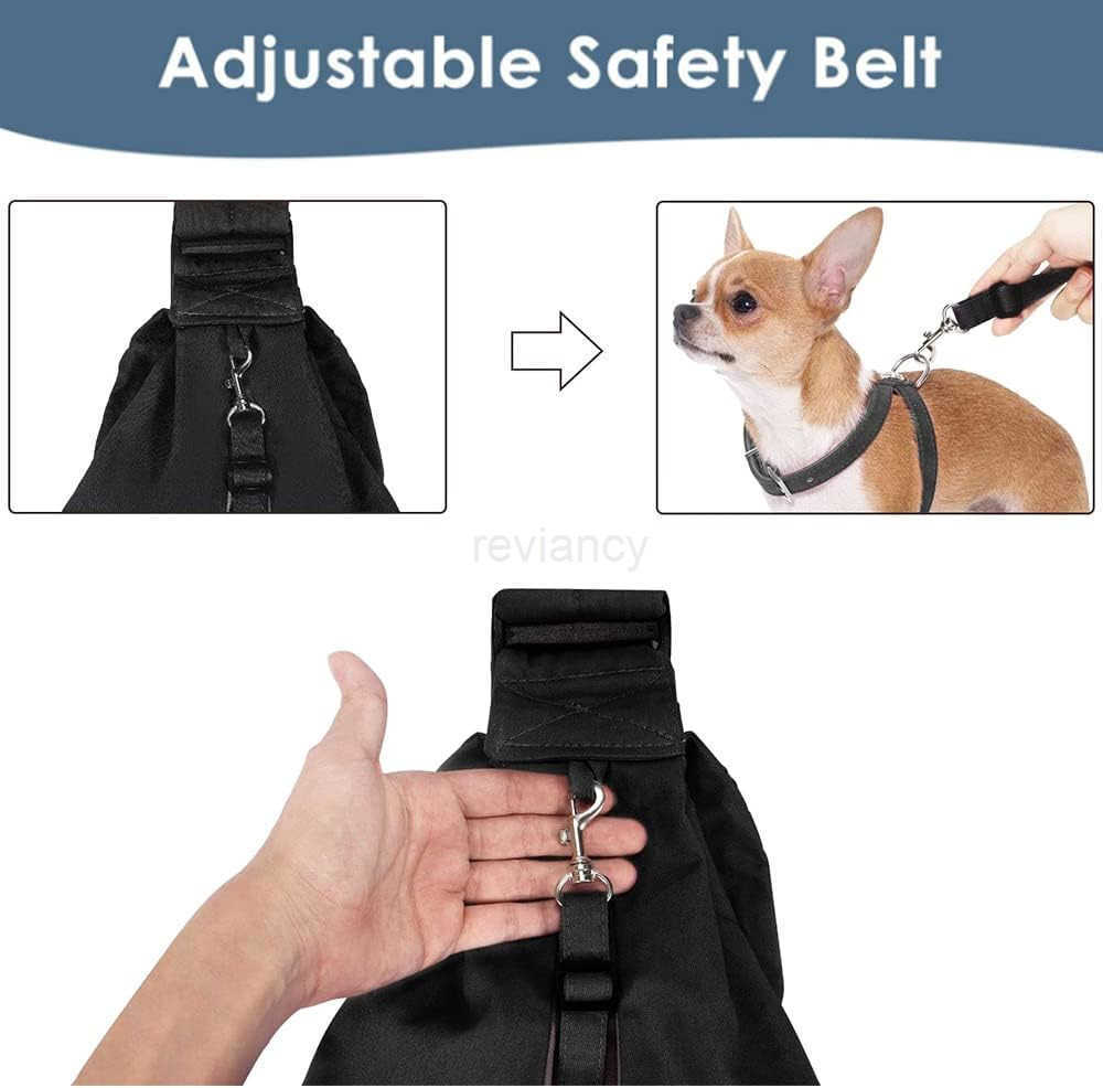 Pet Sling Hand Free Dog Sling Carrier Adjustable Padded Strap Tote Bag Shoulder Bag with Safety Belt Front Pocket for Small Dog Cat Puppy PinkWYSW2509