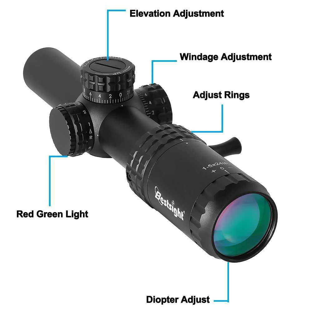 15X24 Tactical Optical Rifle Scope Red and Green Illuminated Reticle Hunting Scopes Compact Scope Ar15 Sight W250912