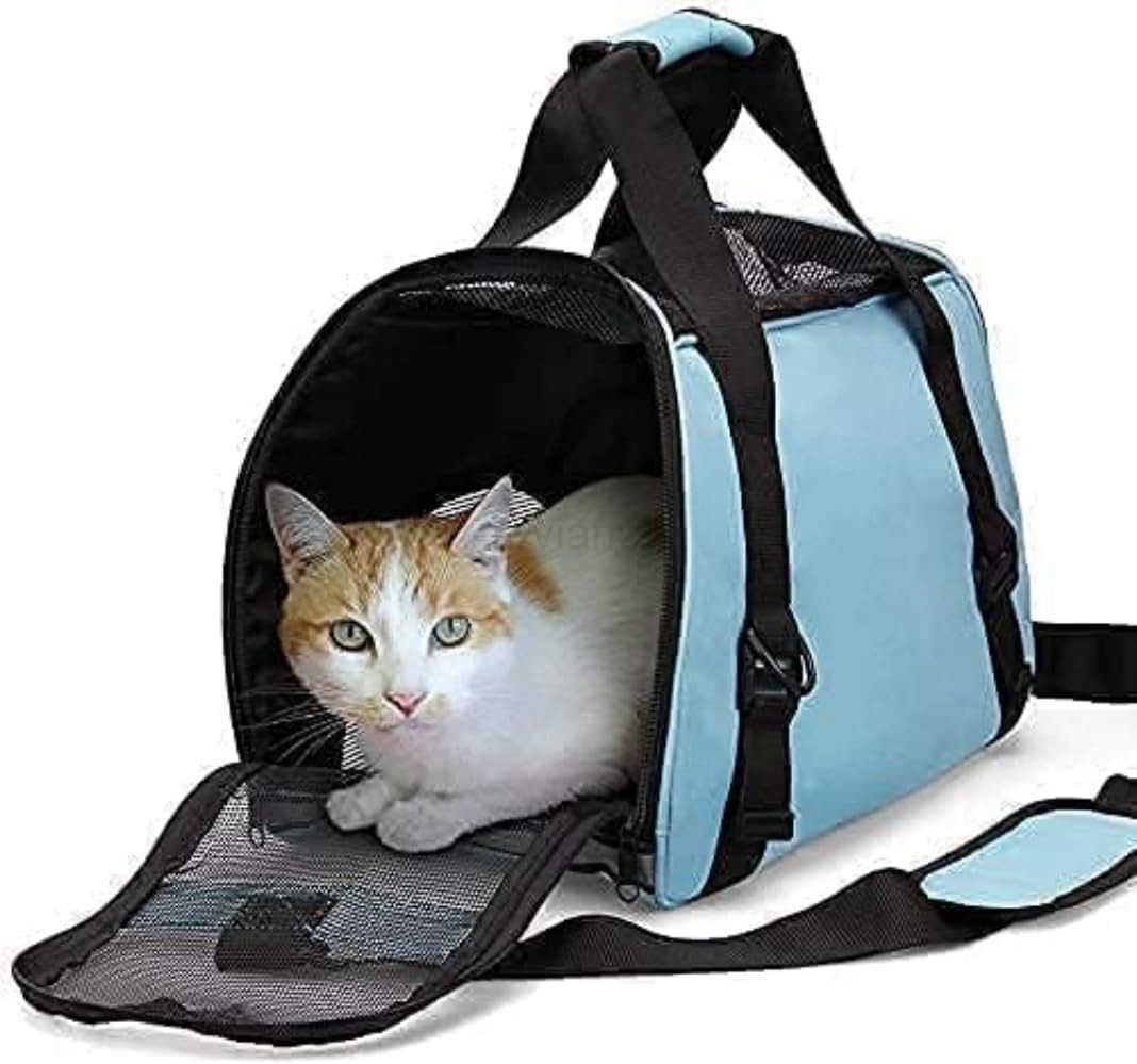 Cat CarrierSoftSided Pet Travel Carrier for CatsDogs Puppy Comfort Portable Foldable Pet Bag Airline Approved Small BlueW250911