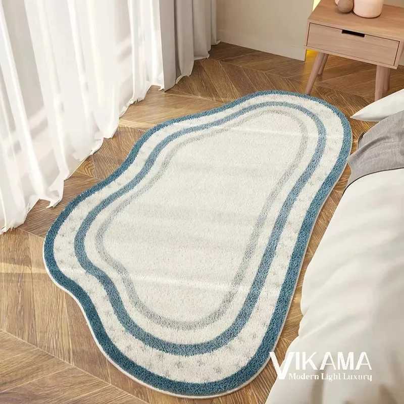 VIKAMA Aesthetic Light Luxury Carpet Wave Blue Ocean Home Decoration Childrens Room Bedside Comfortable Soft Plush Floor Mat C250912