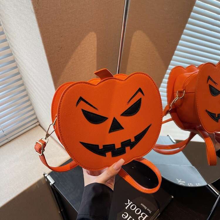 Halloween Pumpkin Bag Orange Shoulder Bags Fashion New Style Color-Block Personality Creative Trendy Quirky Crossbody Bag