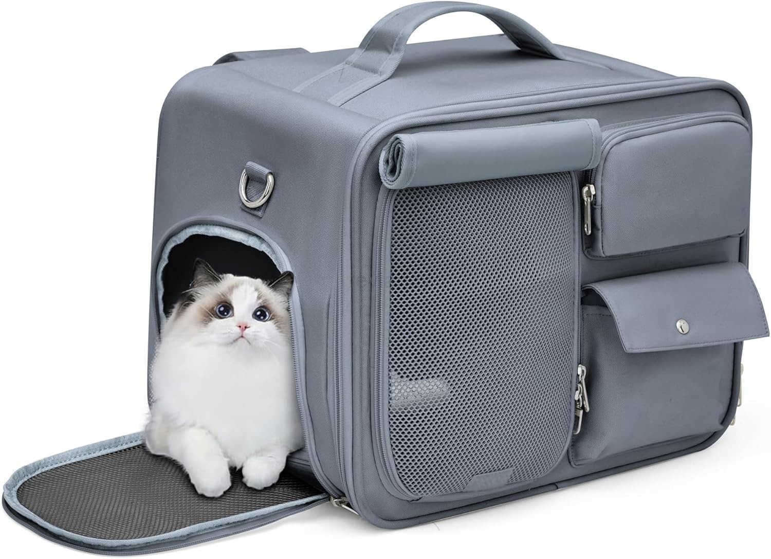 Cat Carrier Soft LargeDog Carriers for Small DogsCat Travel Carrier is AntiLostDog Backpack with Locking Safety ZippersCan Carry 20 LBs CatPet Carrier