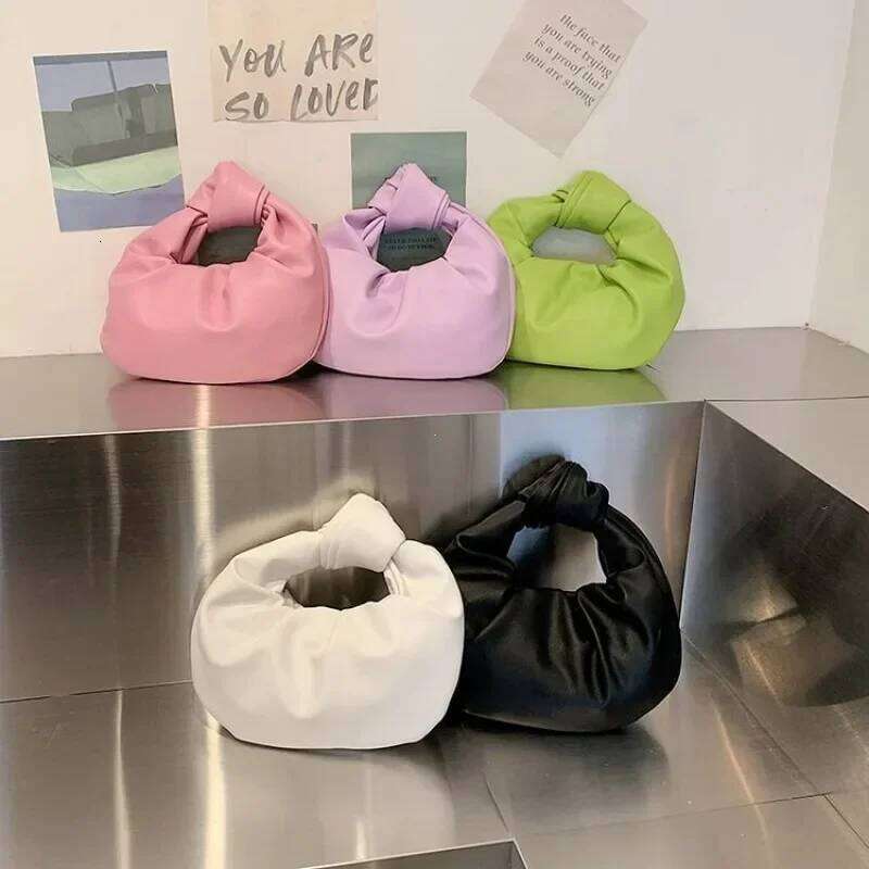 2024 INS Women Small Handbag Shoulder Party Clutch Satchel Ladies Pu Leather Messenger Fashion Ruched Crossbody Bags