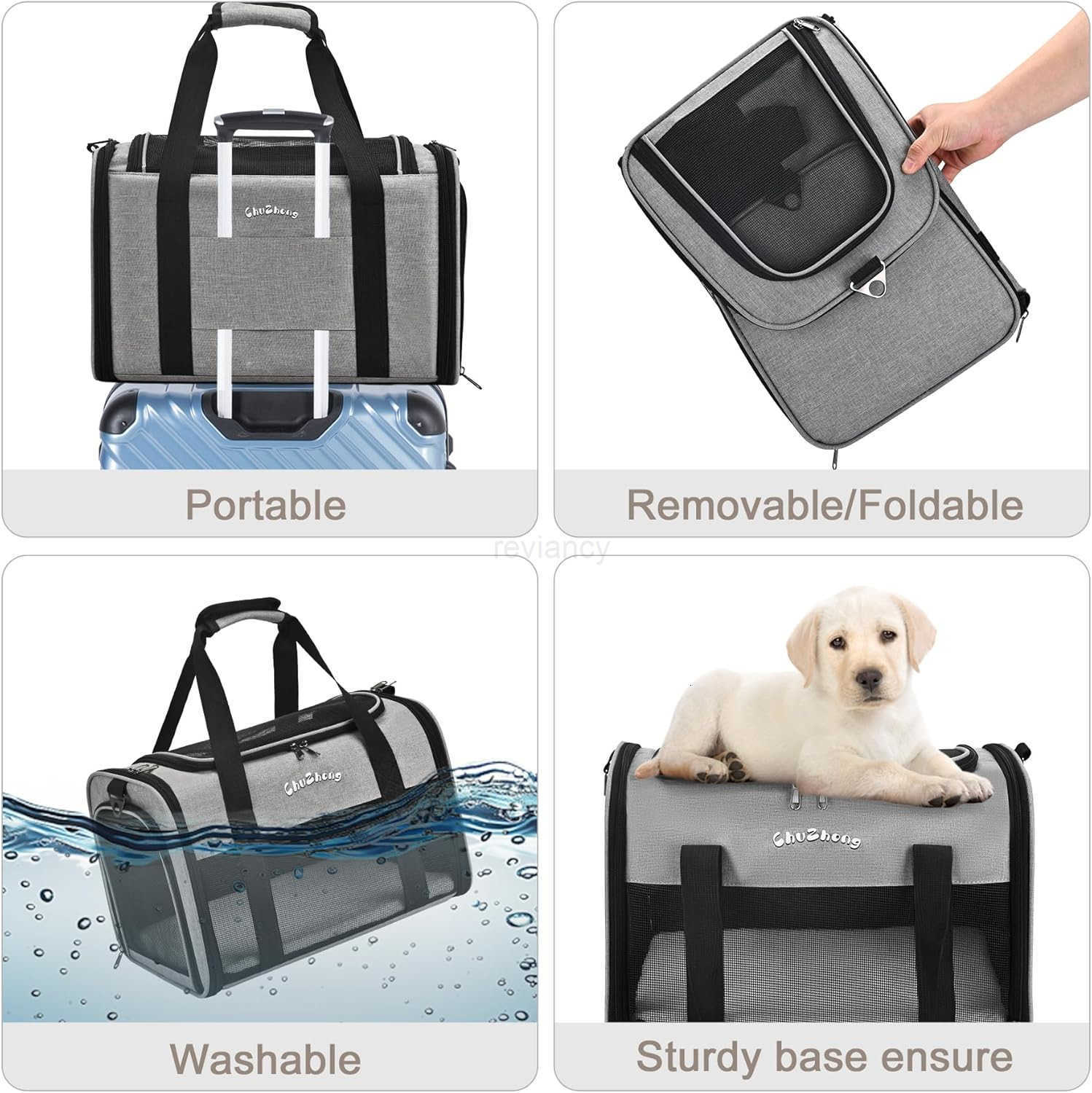 Cat Dog Carrier for Small Medium Cats Puppies up to 18 LbsGreySoft Sided Cat Bag Airline ApprovedCollapsible Pet Travel Carrier Portable Kennel with S