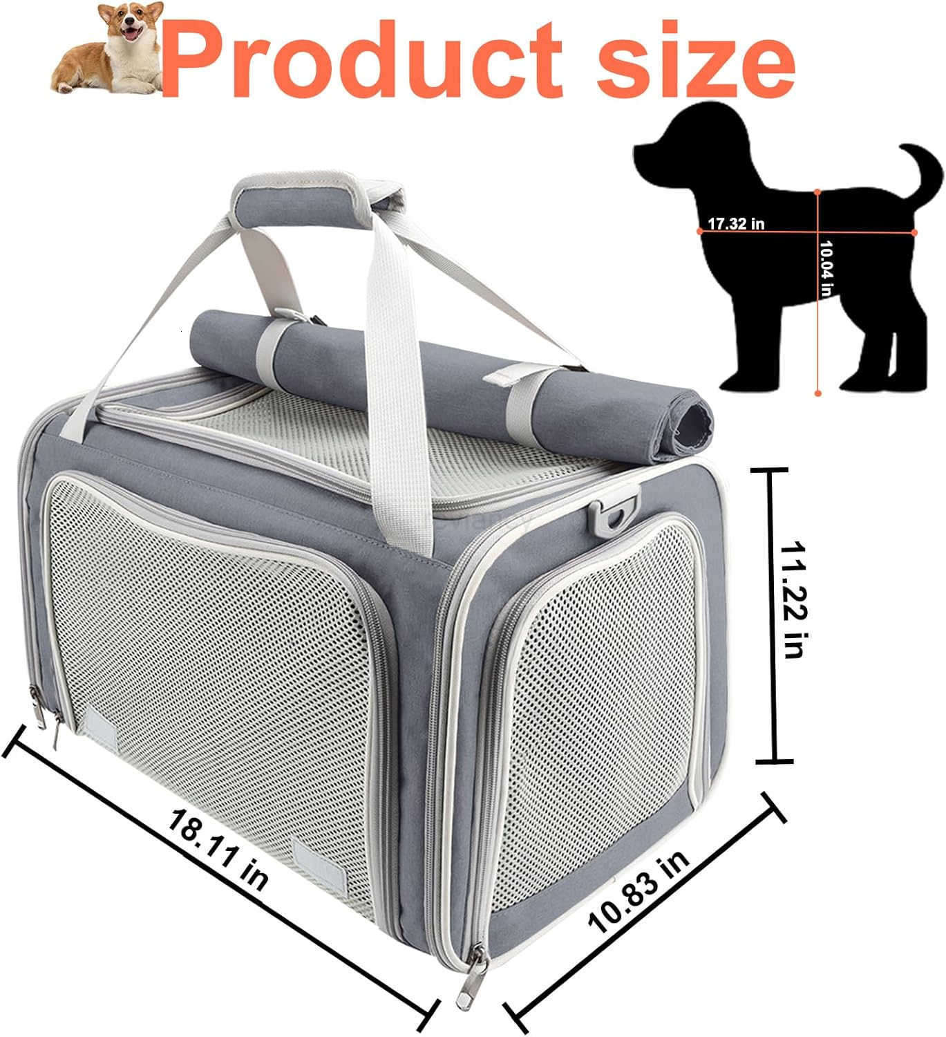 Pet Carrier Soft Sided Cat Carrier for SmallMediumLarge Cats Puppies Up to 16 lbs Collapsible Cat Bag for Outdoor Travel TSA Airline Approved with Pri