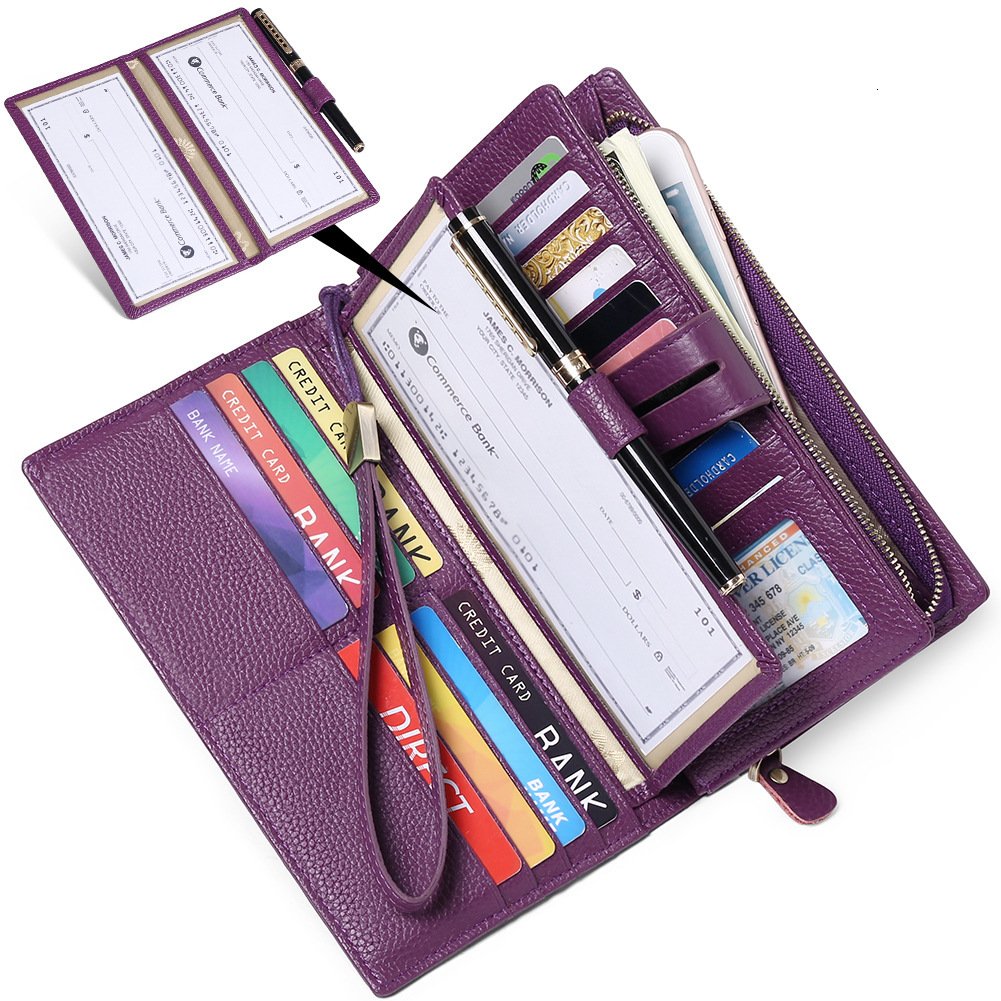 Women's Wrist Long Zipper Multi-Card Slot Genuine Leather Large Capacity Clutch Fashion Cowhide Wallet Coin Purse ddmymoon