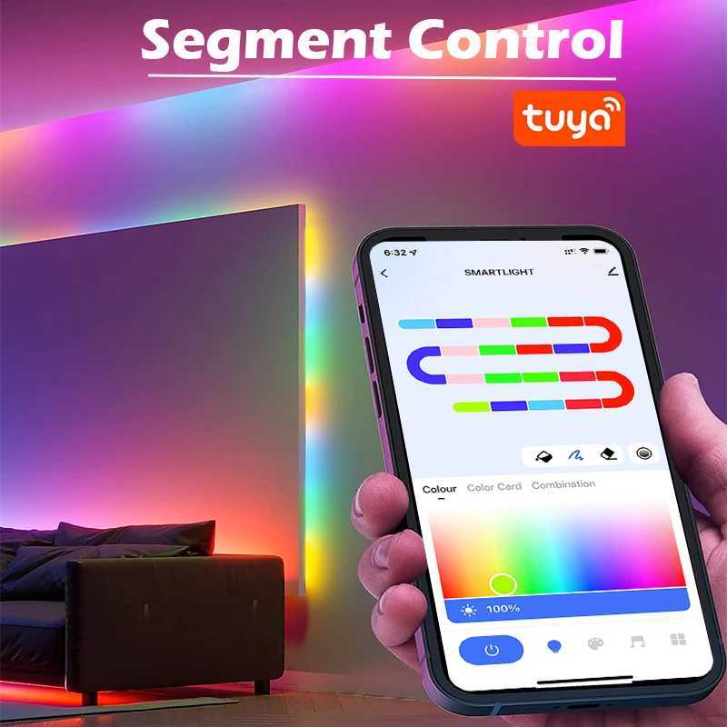 USB TUYA LED Strip Light Smart Wifi RGBIC Dreamcolor LED Strip 5V WS2812B Addressable Light Lamp Support Alexa Google For Home C250912