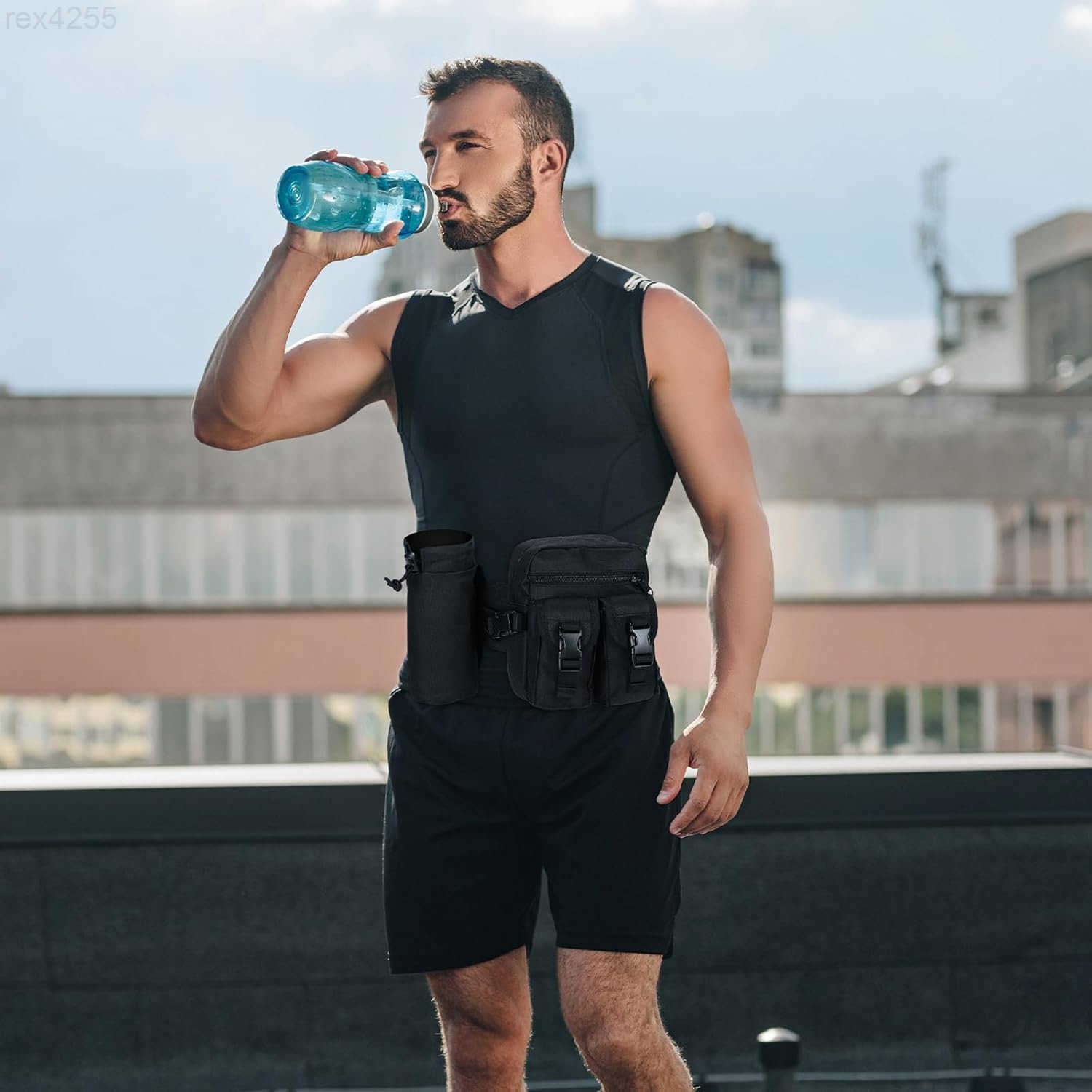 Fanny Pack with Water Bottle Holder Waist Bag for Men Women Waist Bag Hip Bum Bag for Running Walking Hiking Cycling Outdoor BlackW250912