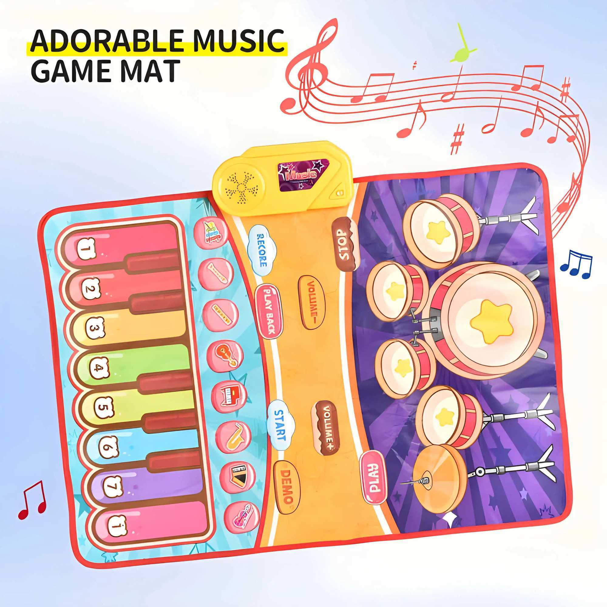 Musical Mat for Toddlers Musical Toys Child Floor Piano Keyboard and Drum Mat Carpet with 2 Sticks2 in 1 Music Playing Blanket C250912