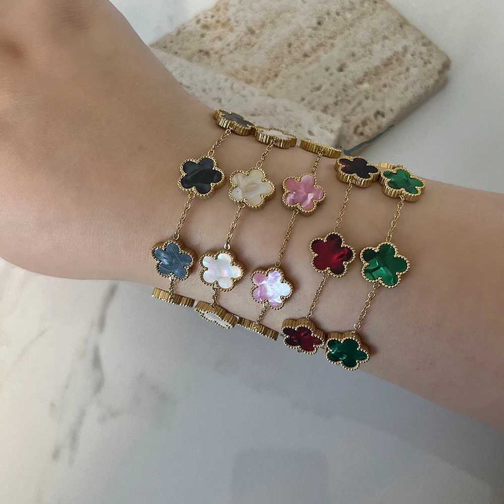 ALTERA GoldPlated Stainl Steel Plant Flower Bracelet With Five Petals Wens Luxury Gifts Bracelets Adjustable S250912