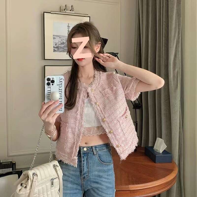 DHEssentials Elegant Chanel Style Jacket 2025 Summer New Tweed Fringe Versatile Loose Short Sleeve Top for Women