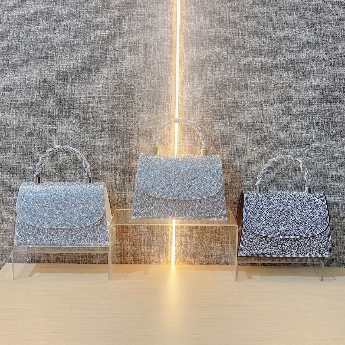 TB BHULAMTE Designer Bag New French Full Diamond Social Party Water Diamond Small Square Bag Inlaid Diamond Handbag Luxury Shoulder Cross Bag