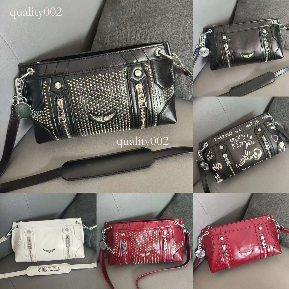 Designer zadigevoltaire bags cross-border exclusive ZV zadicandvoltaire Zadig multifunctional women's pillowcase Boston large capacity rivet wing bag