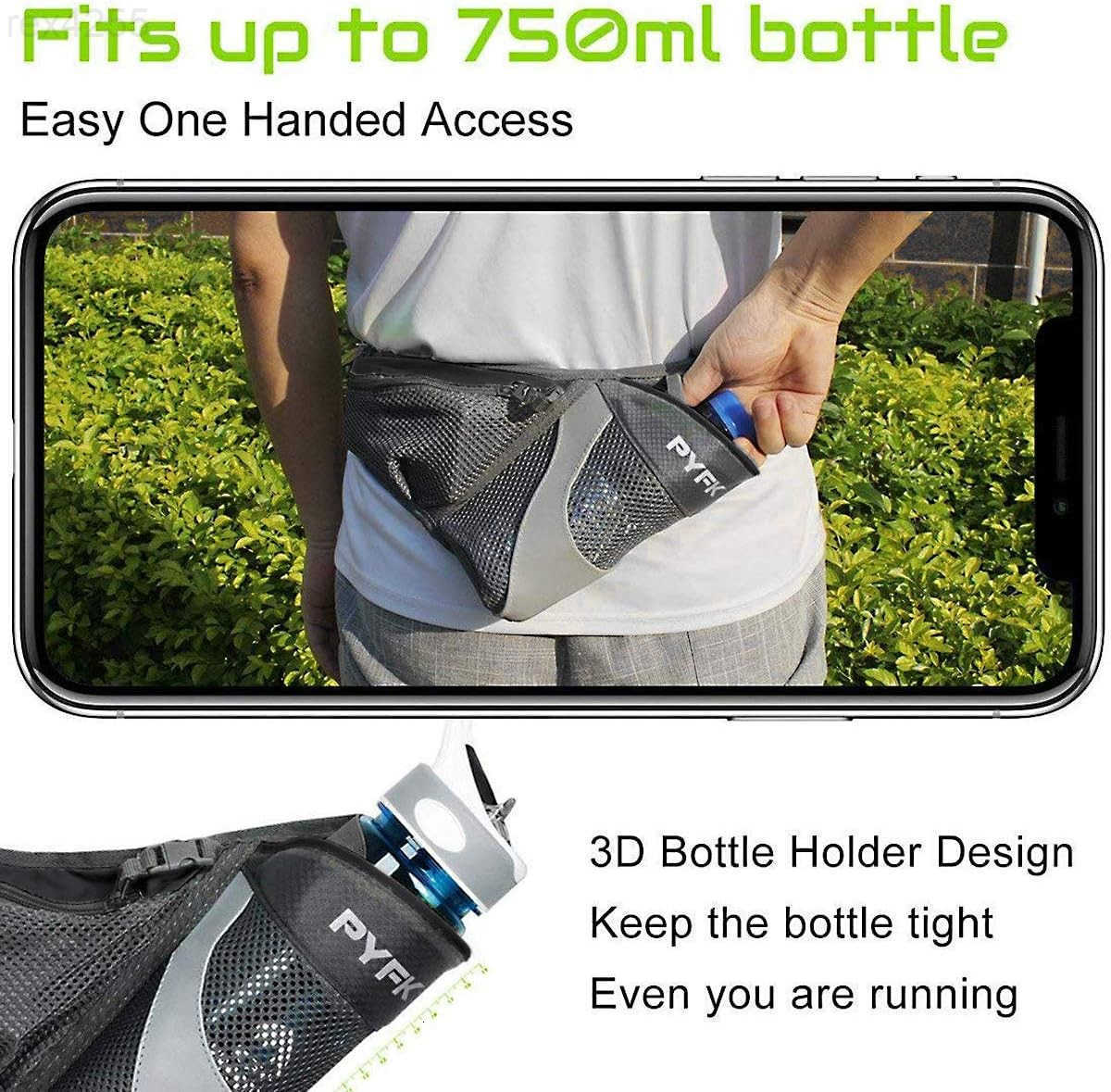 Running Belt Hydration Waist Pack with Water Bottle Holder for Men Women Waist Pouch Fanny Bag ReflectiveW250912