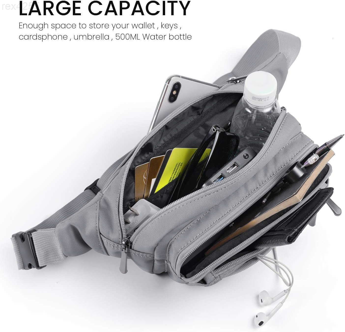 Fanny Packs For Women Men Waist Pack Hip Bum Bag with MultiPockets Large Capacity Waterproof Casual Bum Bag for traveling Casual Cycling Running Hikin