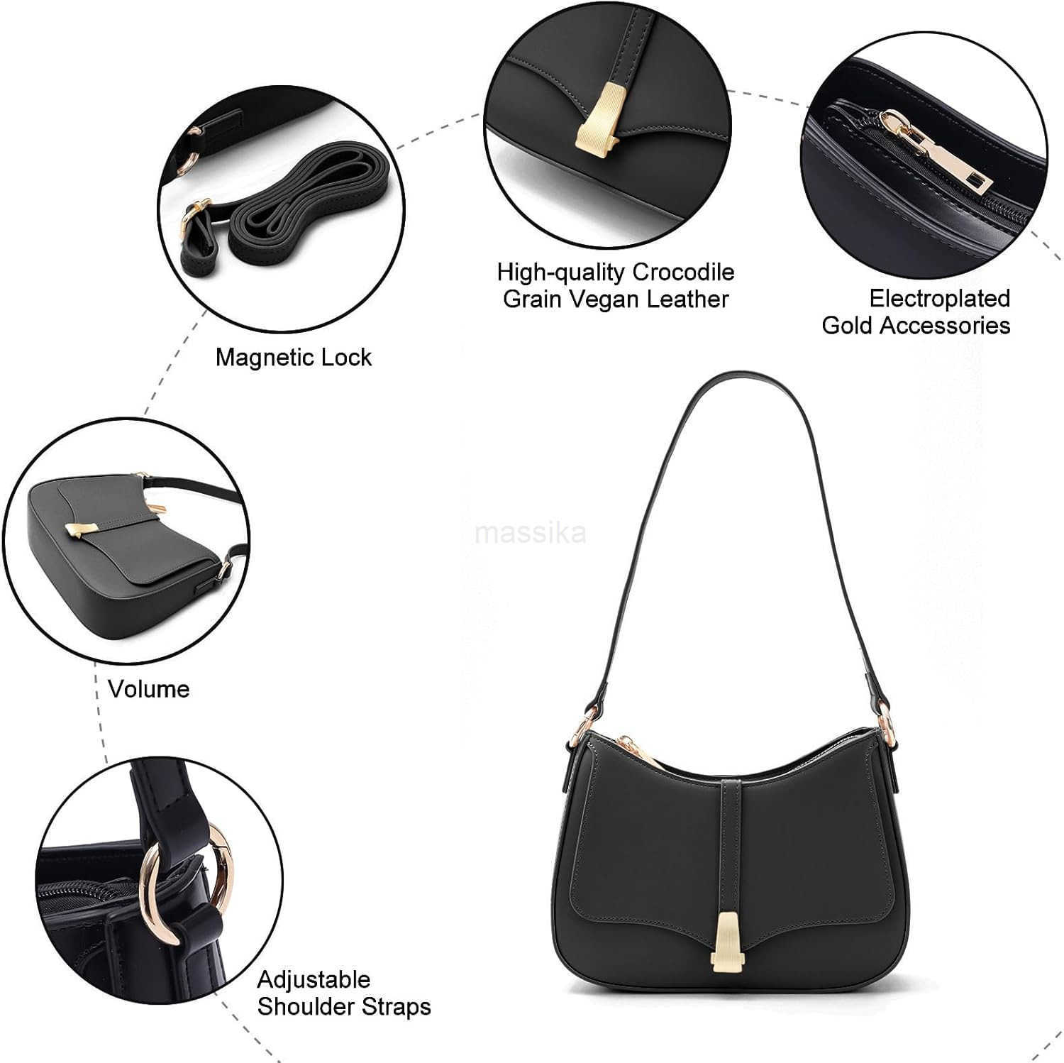 Crescent Shoulder Bag for Women Vintage Retro Vegan Leather Clutch Tote Handbags Crossbody Bags Handbag for Women M250912