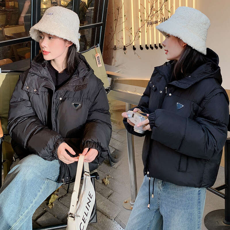 Detachable Sleeve Down For Women Winter New Korean Style Loose Hooded Cotton Coat Short Jacket