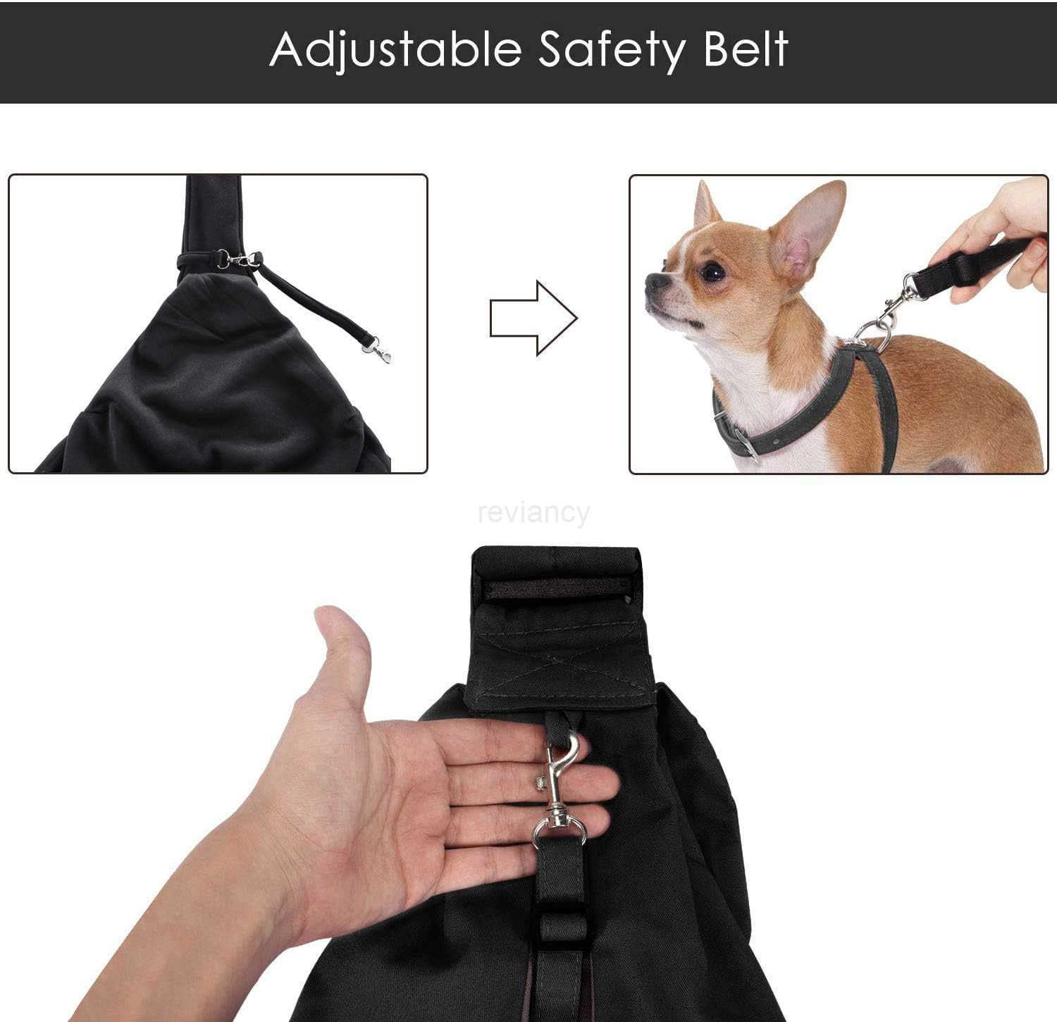 Small Dog Cat Travel Bag Hands Free Pet Carrier with Adjustable Strap Stainless Steel ID Barrel Black Up to 12 lbsW250912