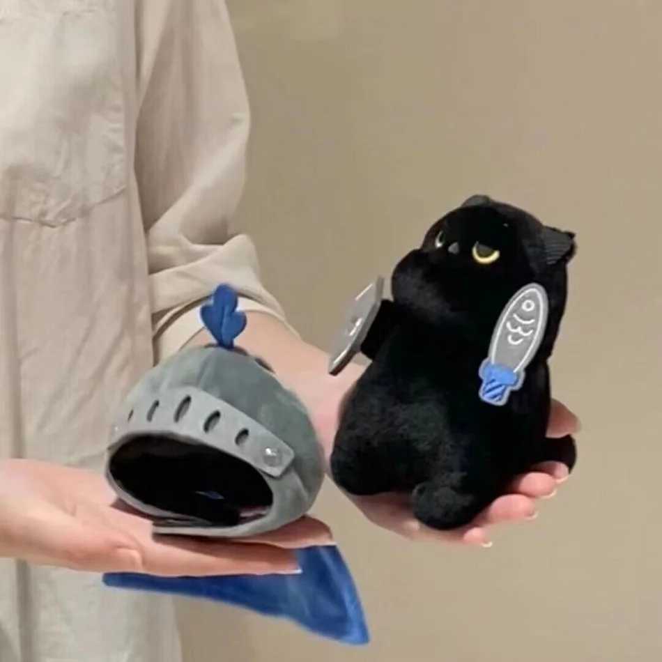 Q version Knight Cat Kitty cat doll toy backpack pendant Companion doll bag pendant Childrens birthday gift Cute black cat toy C250912
