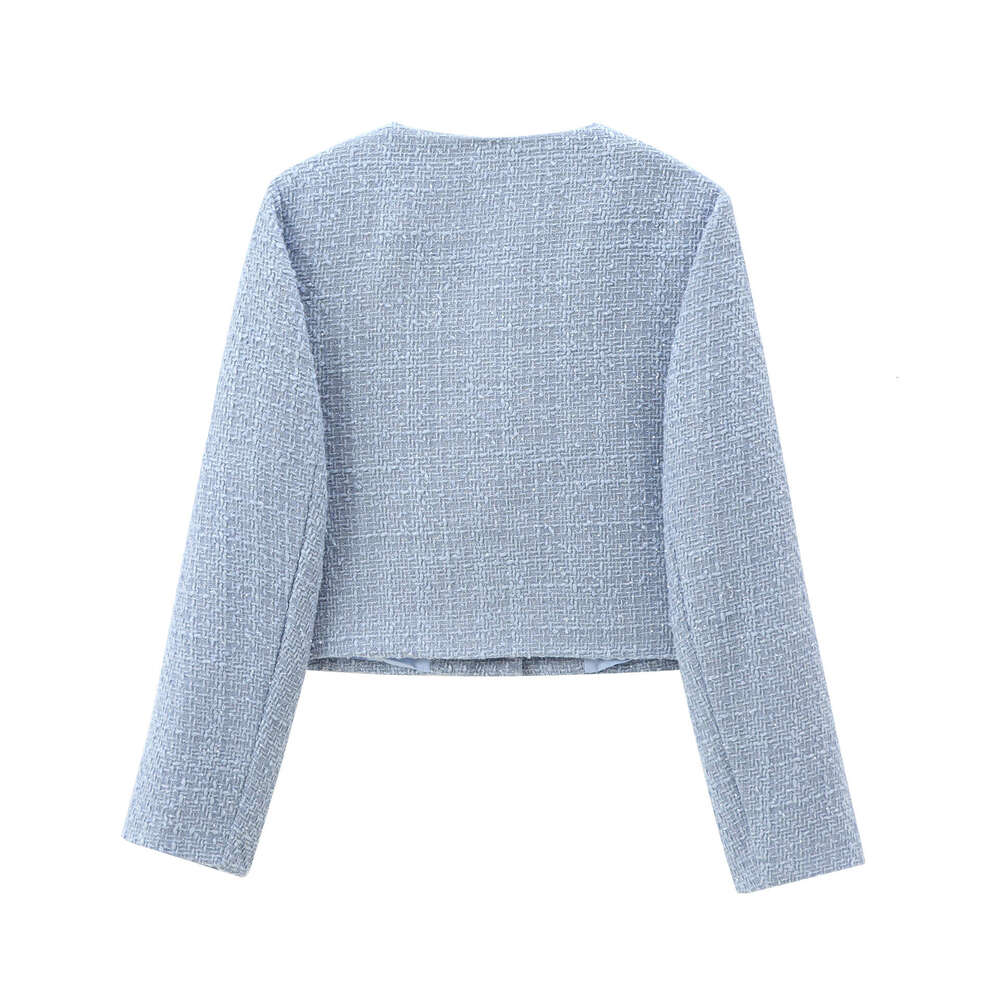 Autumn New Coarse Wool Round Neck Outerwear Little Chanel Style Short Jacket