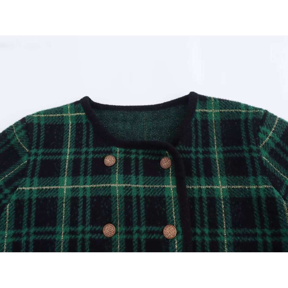 DHEssentials 2025 Autumn New French Style Small Chanel Double-Breasted Round Neck Knitted Sweater Short Coat