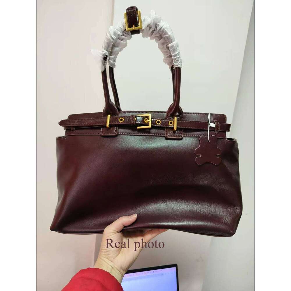 Designer High-end Oil Wax Cowhide Leather / Suede Women Satchels Tote 2 Size Coffee Winter Retro Female Shoulder Bag Big
