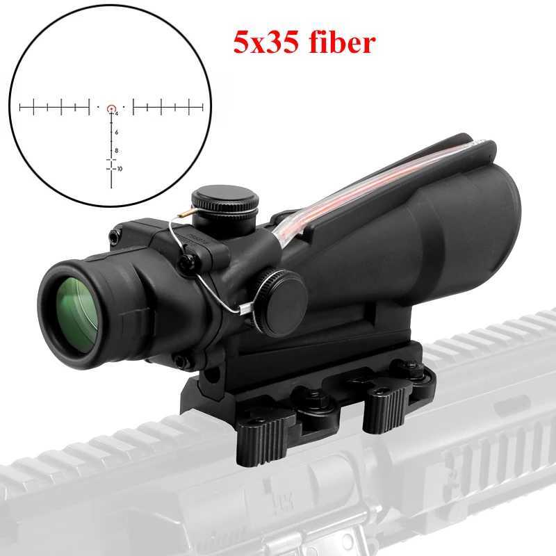 5x35 Real Fiber Optics Red Dot Illuminated Chevron Glass Etched Reticle Tactical Optical Scope Hunting Sight C250912
